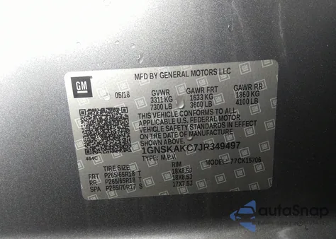 2018 Chevrolet Tahoe Ls из США, поврежденный, VIN 1GNSKAKC7JR349497